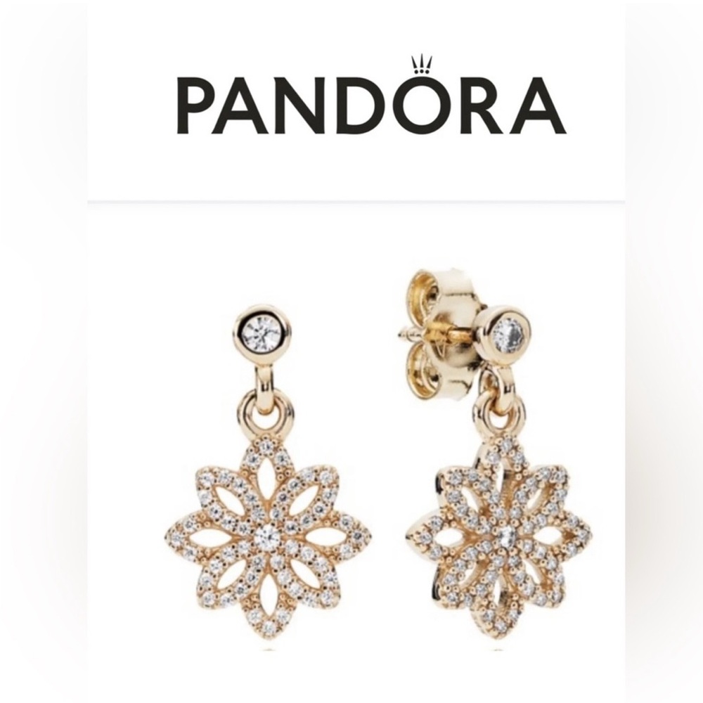 Pandora Gold and Silver Floral Earrings